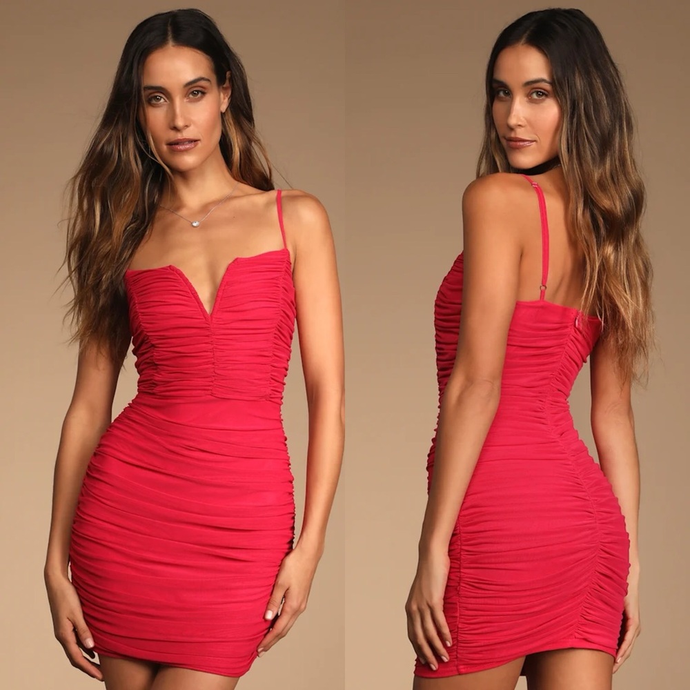 Lulus | Here and Wow Pink Ruched Bodycon Mini Dress